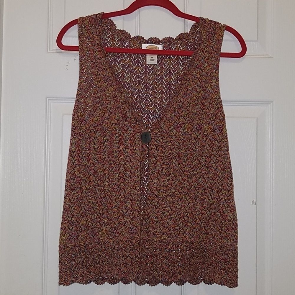 Talbots multicolor sleeveless cardigan Sz PM  NWOT